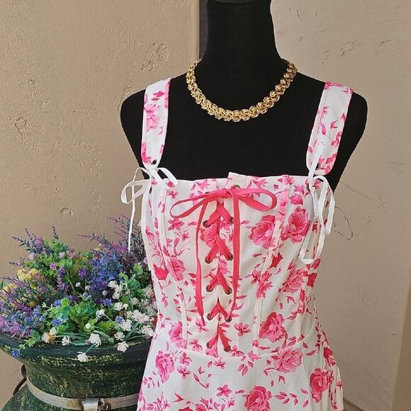 Floral Pink and White Dress - Picture 1 of 13